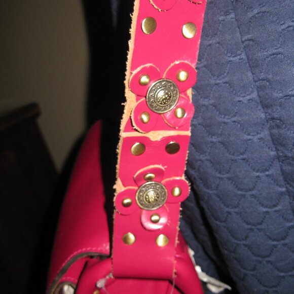 Patricia Nash Amerina Guitar Strap w/Flora studs Leather Cross-body NWT Fuchsia - Picture 10 of 16